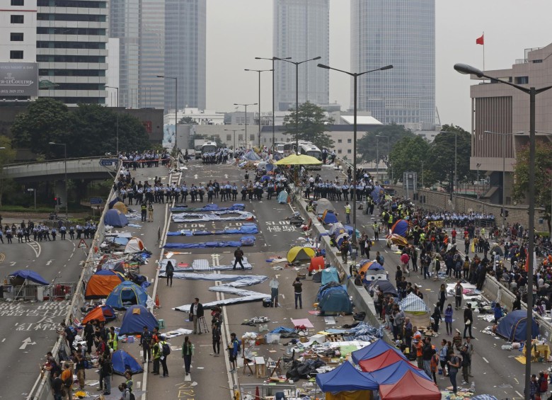Con el desalojo finalizó una etapa de dos meses y medio de ocupación por parte de los manifestantes. FOTO AP