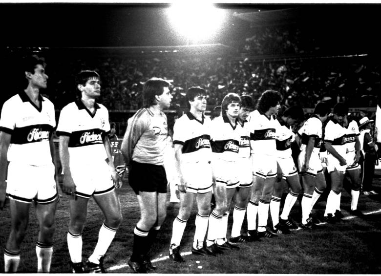 Olímpia, durante los actos protocolarios en El Campín, en el duelo de vuelta de la Libertadores ante Nacional.