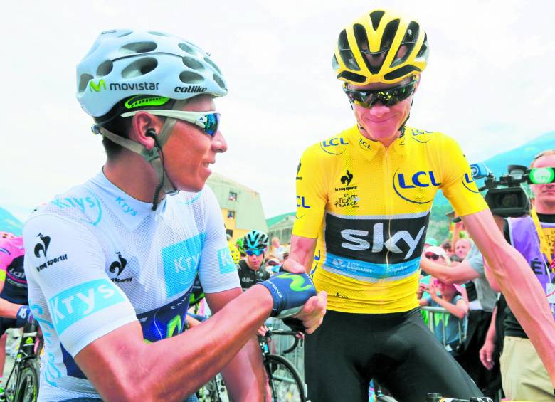 Dos monstruos del ciclismo mundial de carretera: Nairo y Froome, segundo y primero en el Tour-2015. FOTO AP