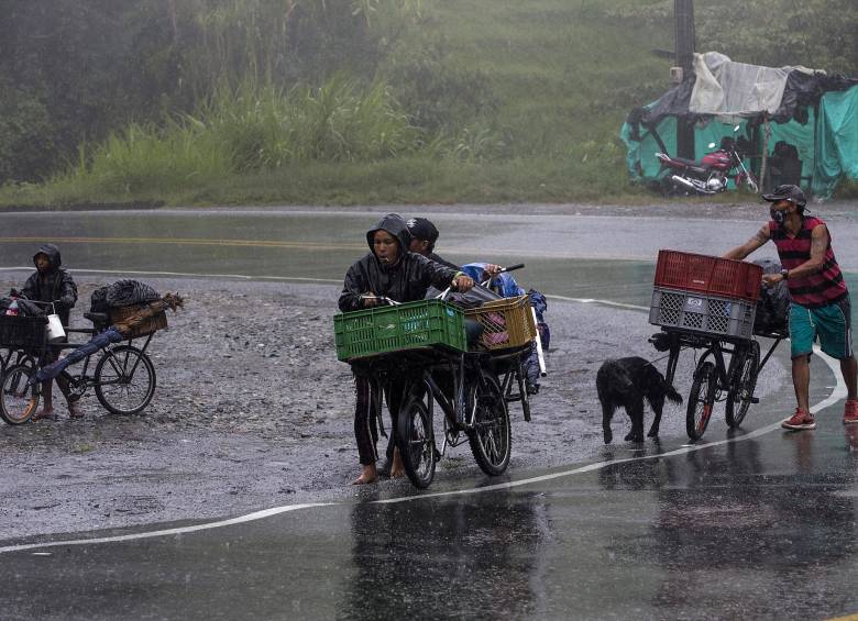 Ni la lluvia detiene la marcha de los migrantes venezolanos que buscan regresar a su país por sus propios medios. FOTOS Julio César Herrera