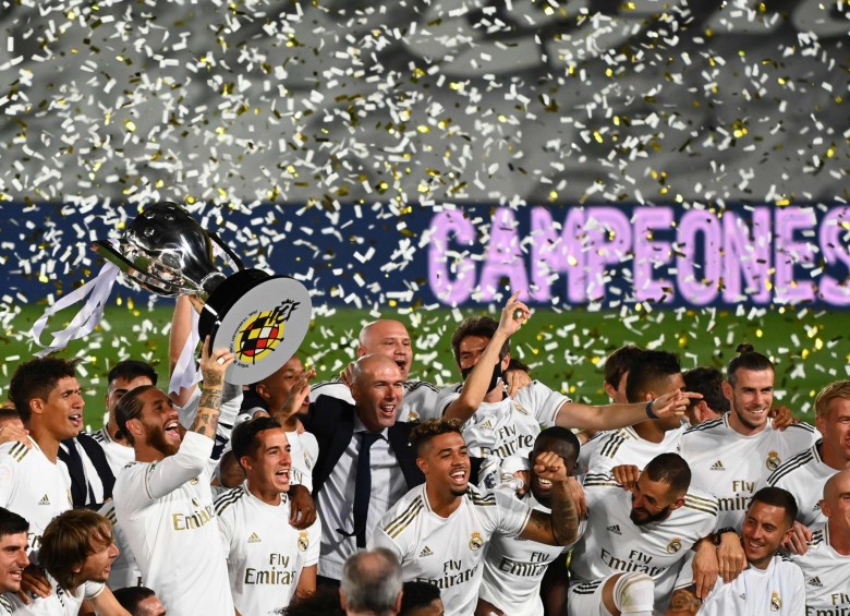 La celebración del título 34 de Liga del Real Madrid. FOTO AFP