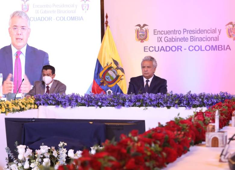 De manera virtual se celebró el encuentro bilateral entre Colombia y Ecuador. FOTO: Cortesía Presidencia