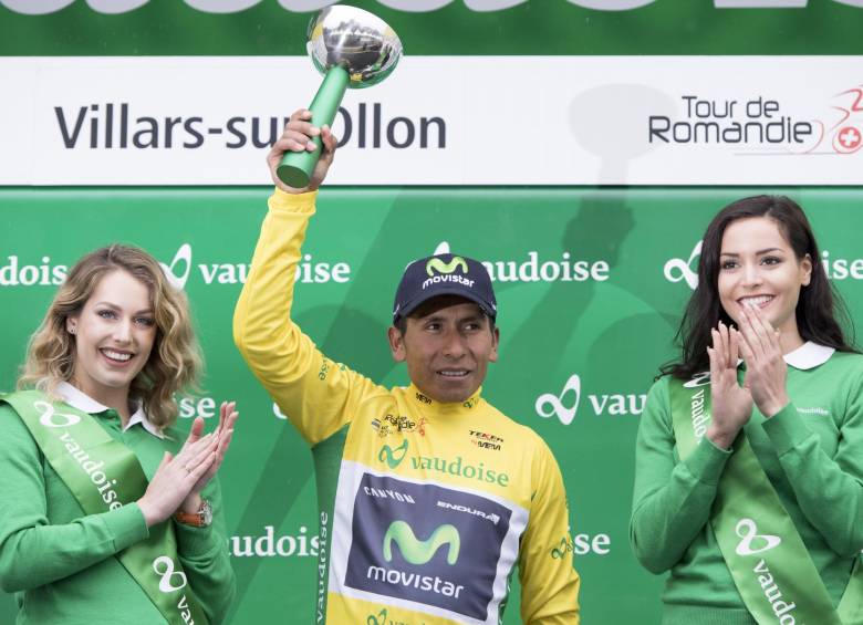 Nairo es además líder de la montaña en Romandía. FOTO AP