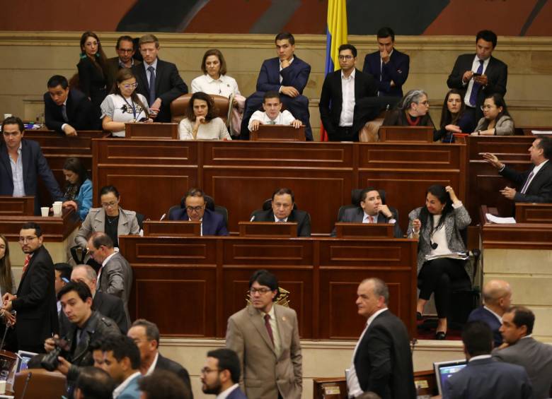 Foto tomada el 16 de octubre del 2019 en la Cámara de Representantes, durante la votación sobre el Presupuesto General de la Nación. FOTO COLPRENSA