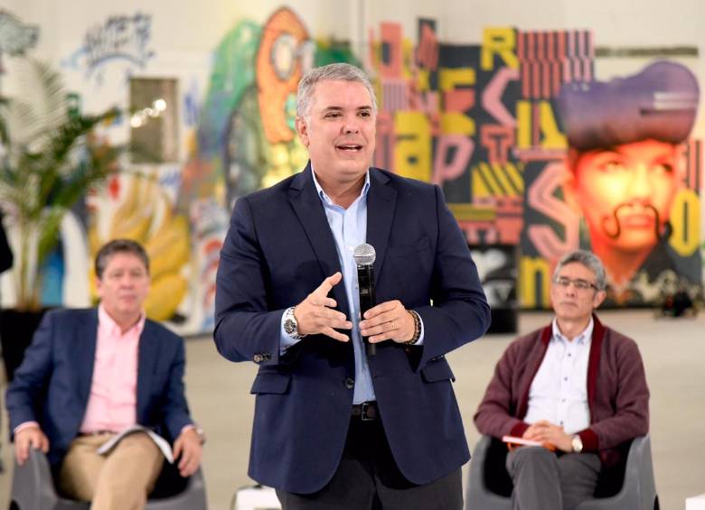 El presidente Duque hizo público su rechazo en un taller de emprendimiento en Comfama. FOTO: Colprensa 