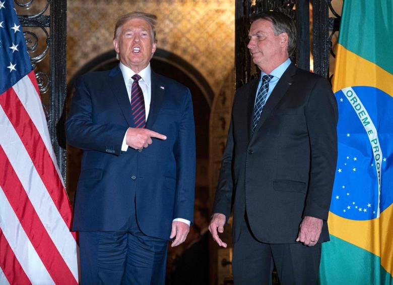 El presidente de Estados Unidos, Donald Trump, junto a su homólogo brasileño, Jair Bolsonaro. FOTO AFP