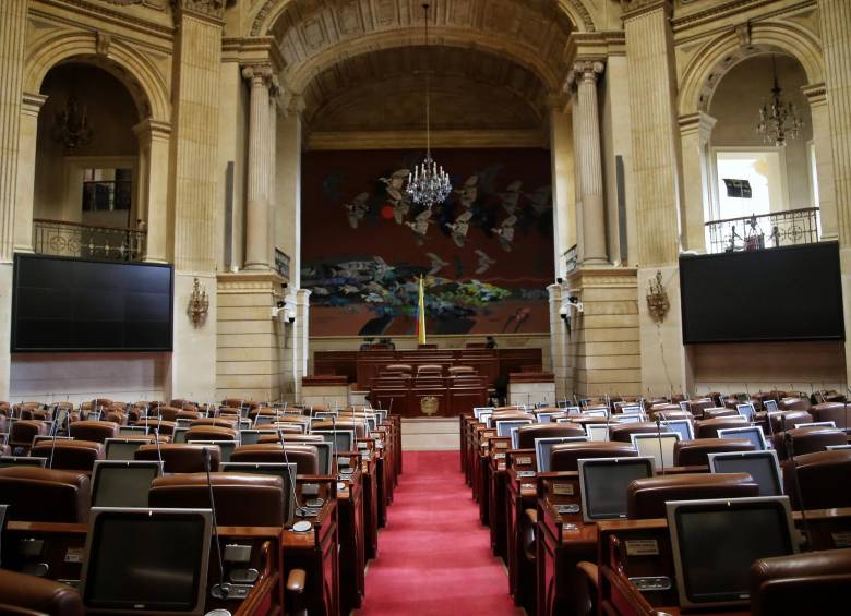 El salón elíptico del Congreso de la República donde se sentarán los parlamentarios elegidos el pasado 11 de marzo. Algunos entran con investigaciones en la Corte Suprema. FOTO Colprensa