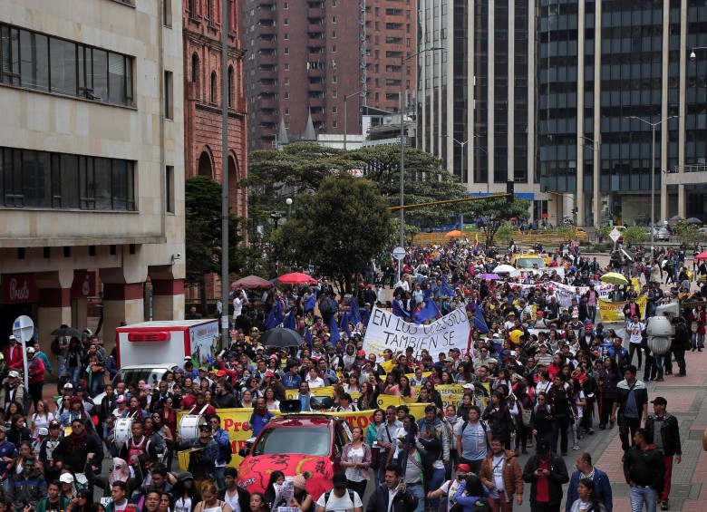 Hubo marchas y concentraciones en Bogotá, Medellín, Cali, Barranquilla, entre otras ciudades del país. FOTO COLPRENSA