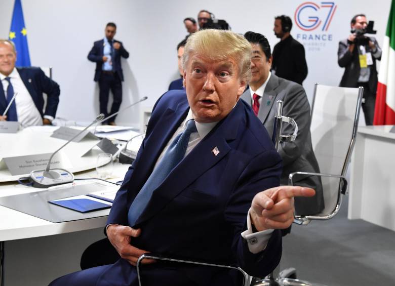 El presidente de Estados Unidos, Donald Trump, en la reunión del G7 en Francia, el fin de semana. FOTO Reuters