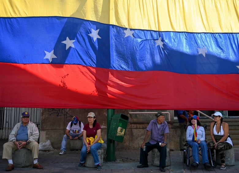 Simpatizantes de Guaidó este sábado en Caracas. FOTO AFP