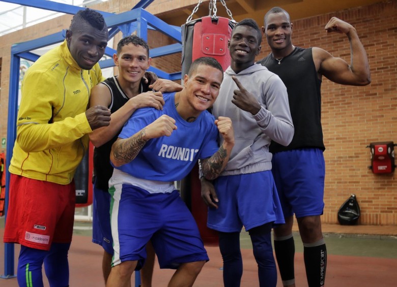 Parte del equipo nacional preolímpico de boxeo: Vivas, Céiber, Lenon Gutiérrez, Yuberjen, Salgado. FOTO Colprensa 