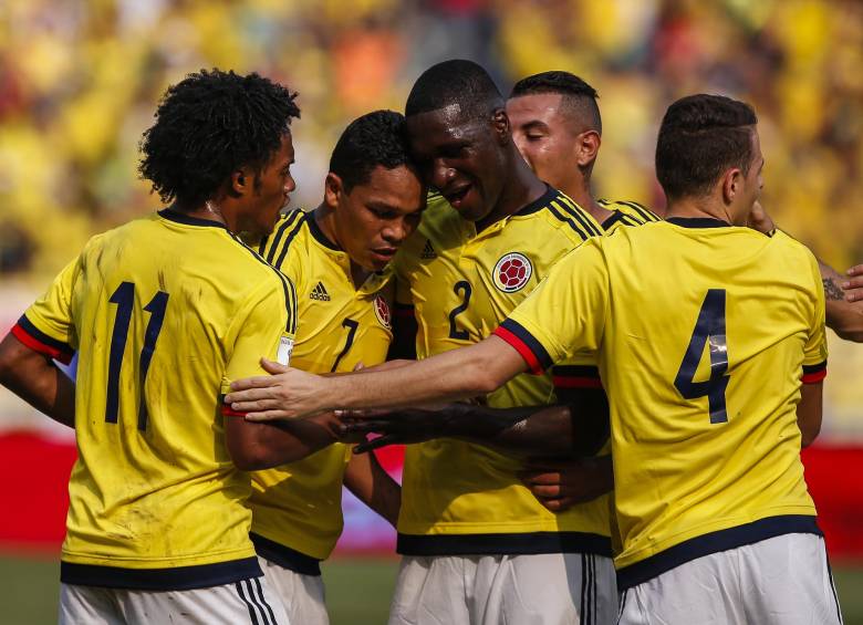 La Selección Colombia en un partido durante las Eliminatorias del Mundial de Rusia 2018. FOTO Colprensa