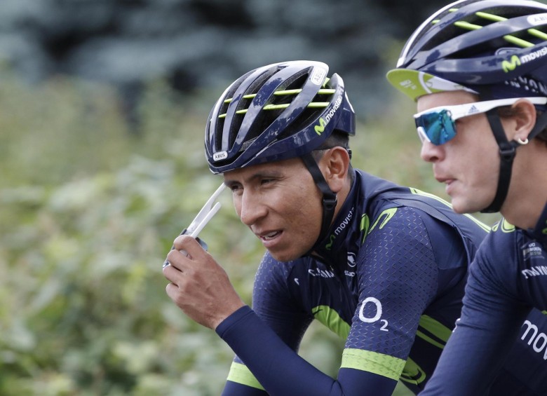 Los colombianos Nairo Quintana y Carlos ‘Bananito’ Betancur, del Movistar. FOTO EFE