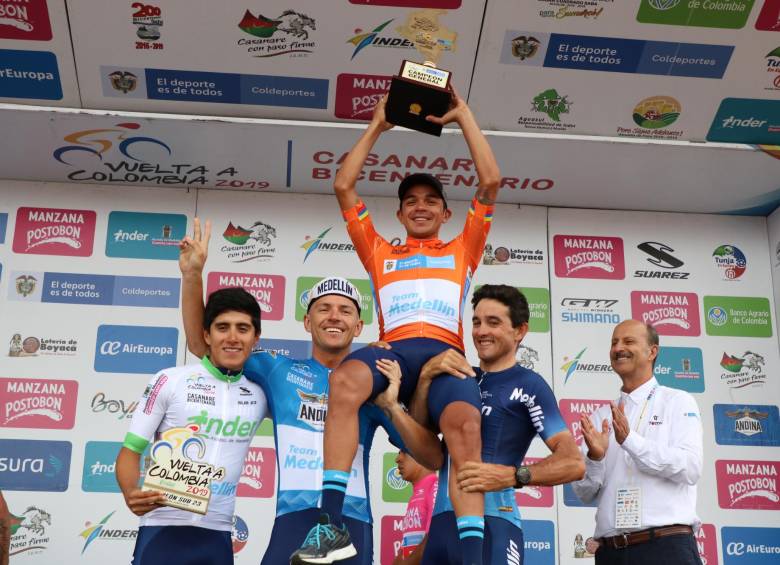 Por fin se le cumplió el sueño de ganar una Vuelta a Colombia al cundinamarqués Fabio Duarte. FOTO cortesía fedeciclismo