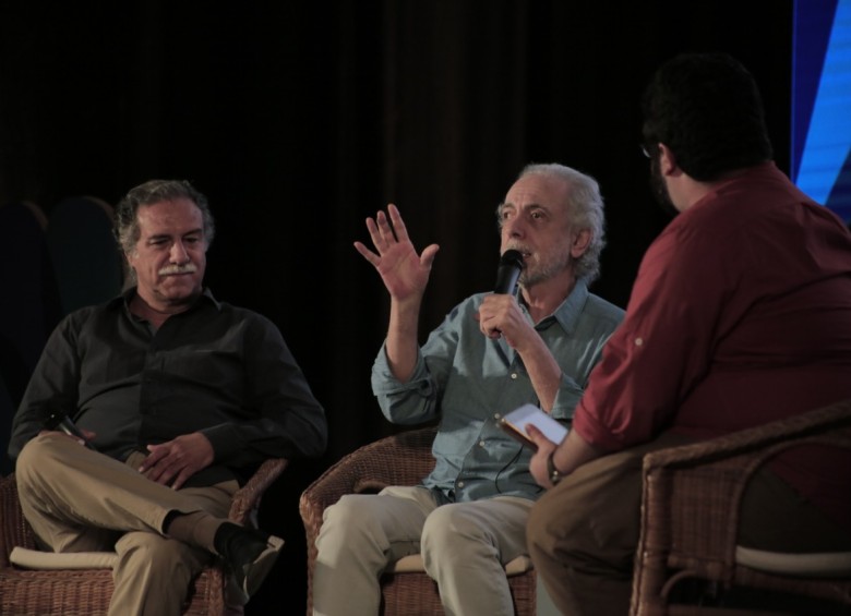 Victor Gaviria y Fernando Trueba repasaron momentos clave de sus carreras como directores de cine. Foto: cortesía Hay Festival 