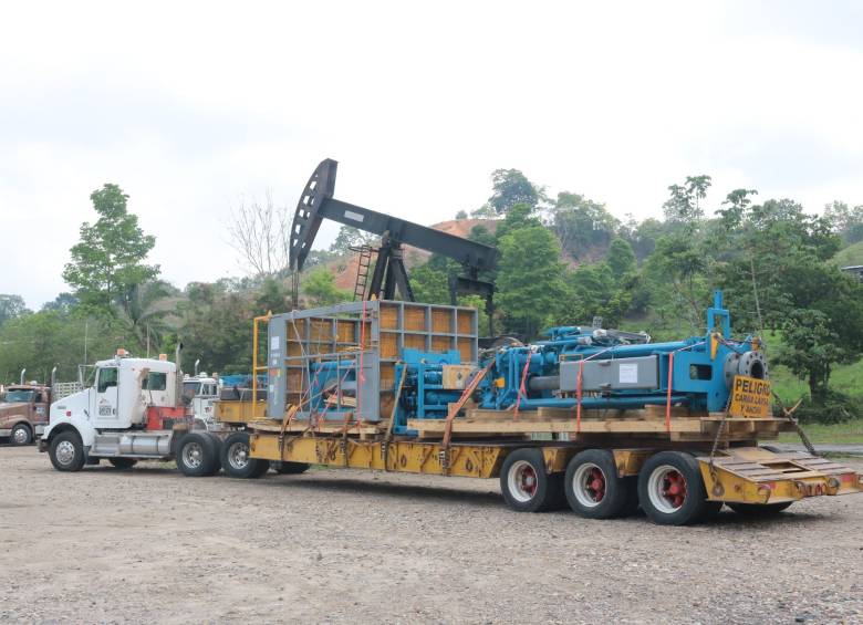 Máquina que llegó este miércoles de Estados Unidos a Barrancabermeja para el pozo en la Lizama. FOTO: Colprensa