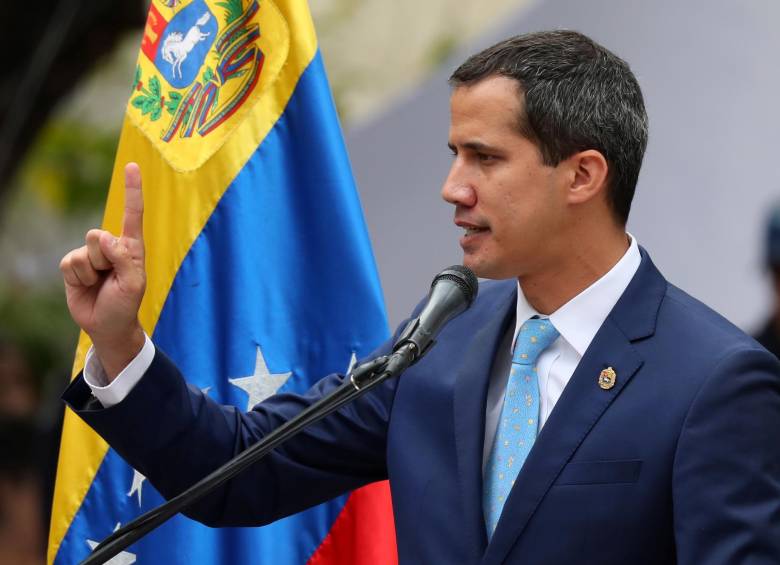 Presidente interino Juan Guaidó durante una manifestación opositora en Caracas. FOTO: Reuters