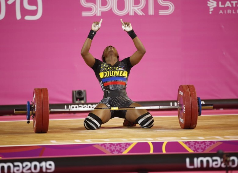  Actividad de levantamiento de pesas en los Juegos Panamericanos Lima 2019. En la foto: Camila Lobón. FOTO: Colprensa