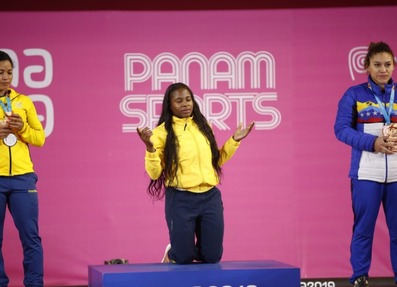  Actividad de levantamiento de pesas en los Juegos Panamericanos Lima 2019. En la foto: Camila Lobón. FOTO: Colprensa