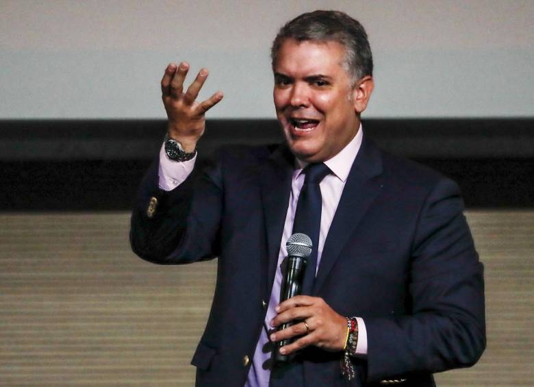 El presidente Iván Duque estuvo este viernes en Medellín. FOTO: Jaime Pérez