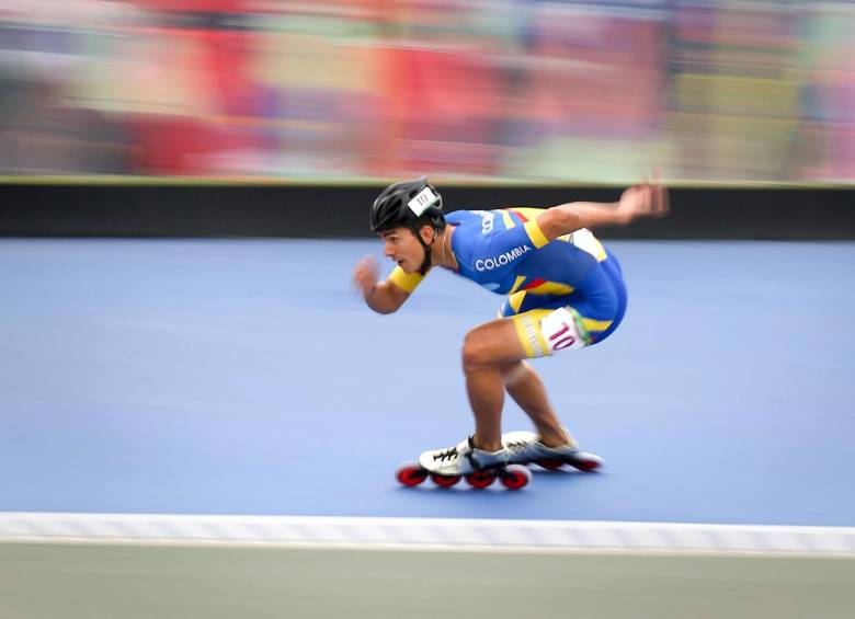 Pedro, durante la disputa de los 300 metros en los Juegos Panamericanos de Lima, allí se colgó el oro. FOTO afp
