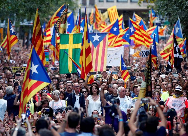 Manifestaciones en Barcelona el pasado 1 de octubre para conmemorar el primer aniversario del referéndum independentista. FOTO: EFE