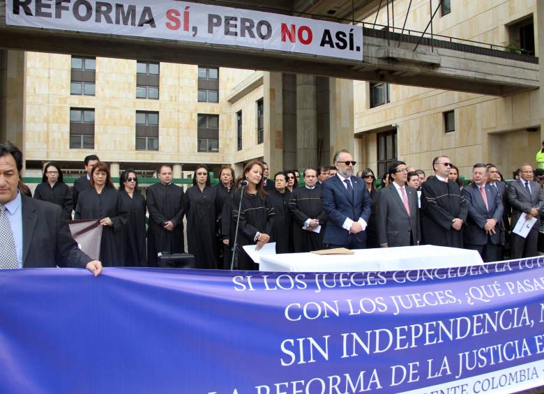 Jueces, magistrados del Tribunal Superior de Bogotá, del Tribunal Administrativo de Cundinamarca, del Consejo de Estado y de la Judicatura rechazaron la reforma que cursa en el Congreso. FOTO COLPRENSA