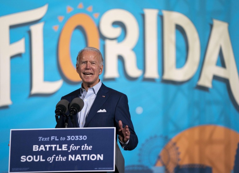 Joe Biden en su visita a Florida el 29 de octubre. FOTO: AFP