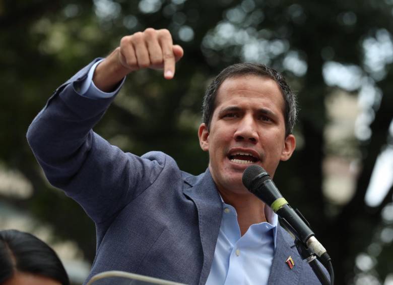 Presidente encargado Juan Guaidó durante una manifestación en el estado de Miranda, en Venezuela. FOTO: EFE
