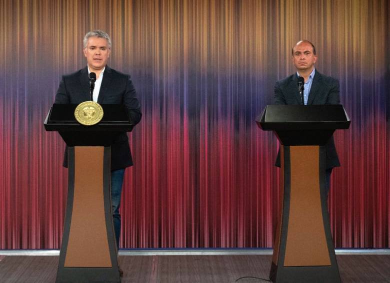 El presidente de la República, Iván Duque, y el defensor del Pueblo, Carlos Camargo. FOTO Presidencia Colombia