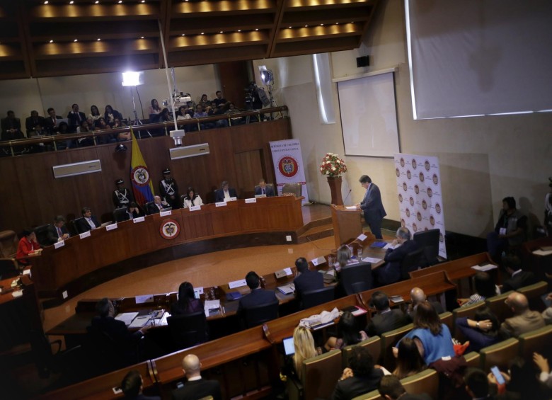 En la Corte Constitucional se realiza la audiencia sobre la libertad de expresión en las plataformas digitales. Foto: Colprensa. 