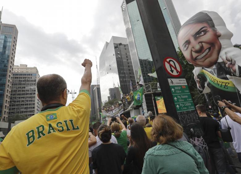 Manifestaciones de simpatizantes del candidato Jair Bolsonaro. FOTO: EFE