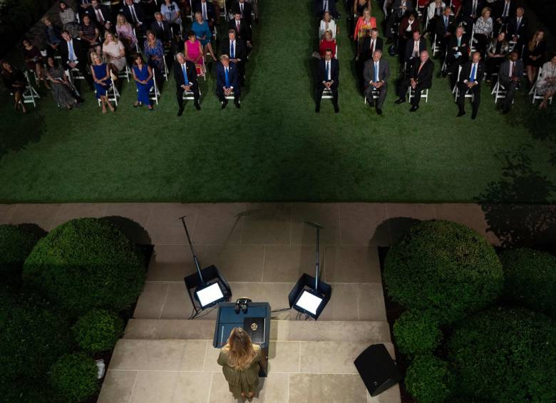 Convención republicana desde la Casa Blanca. FOTO: AFP