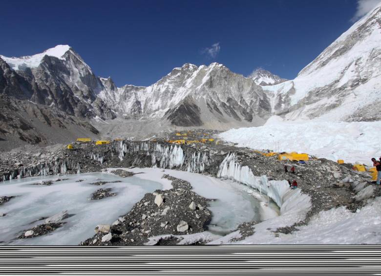 Base del glaciar Khumbu a donde llegó la avalancha; plaza Durbar; y rescate de víctimas. Nepal, una historia de sismos. FOTO AP