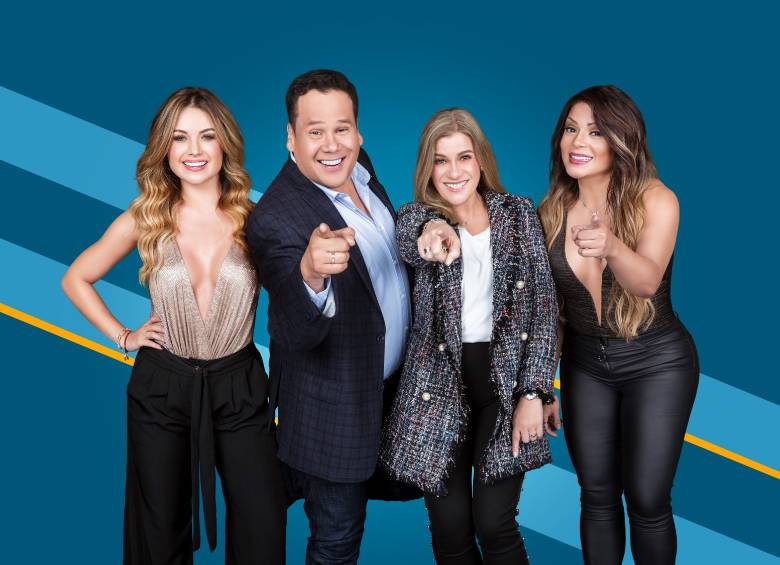 El equipo de presentadores de Lo sé todo: Sara Uribe, el Gorfo Ariel, Diana Montoya y Marbelle. FOTO CORTESÍA