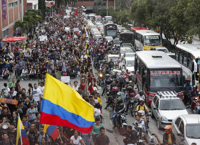 Marcha por el centro de la cuidad de Medellín el pasado mes de noviembre. Foto: Manuel Saldarriaga Quintero