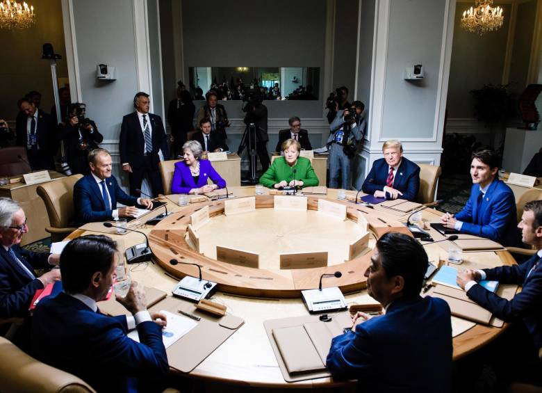 Los presidentes de las grandes potencias del mundo reunidos en la última cumbre del G-7 en Canadá. FOTO EFE