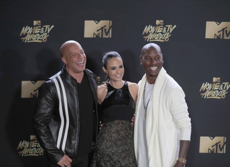 Vin Diesel, Jordana Brewster y Tyrise Gibson, actores de Rápidos y Furiosos. Foto: EFE. 