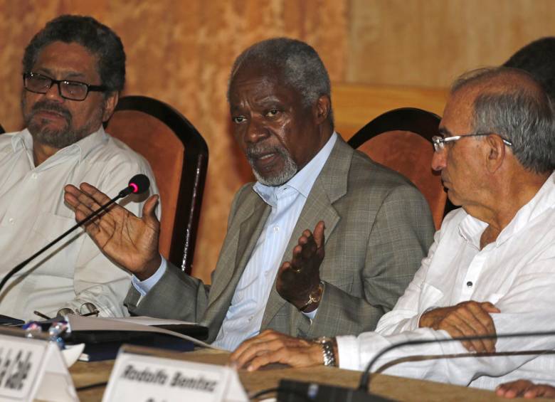 Kofi Annan se reunió con las delegaciones del Gobierno y las Farc por separado y luego en audiencia conjunta. FOTO ap
