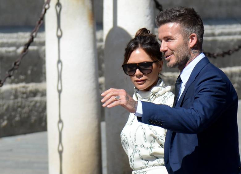 David Beckham y Victoria Bekcham, a su llegada a la catedral. FOTO Cristina Quicler (AFP)