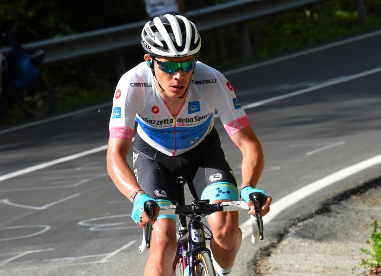 Supermán López, tercero este año en el Giro. FOTO AFP