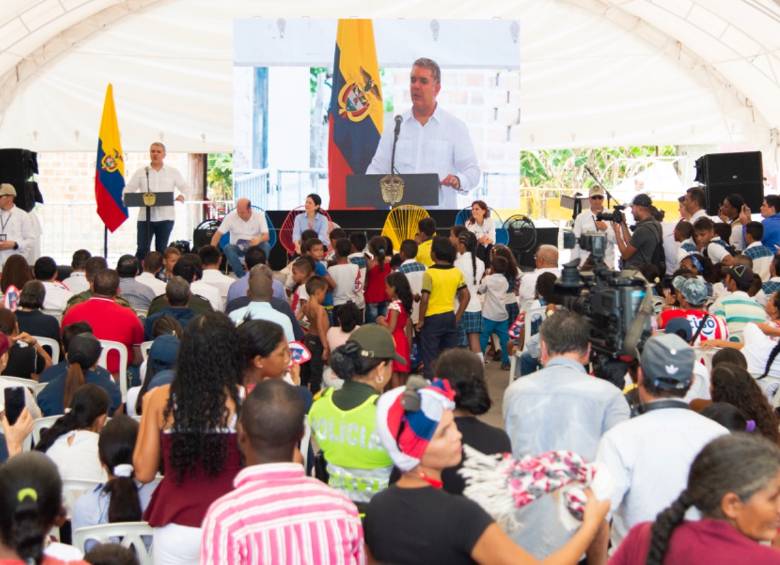 El presidente Iván Duque en la presentación de la Ley Tic en Ciénaga, Magdalena. FOTO: Colprensa