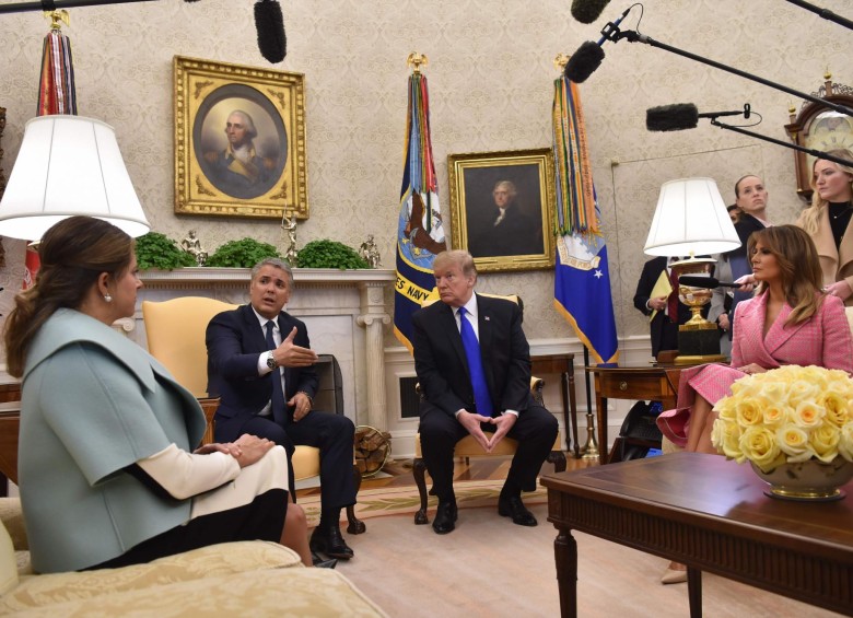 Encuentro entre Donald Trump e Iván Duque. FOTO: AFP