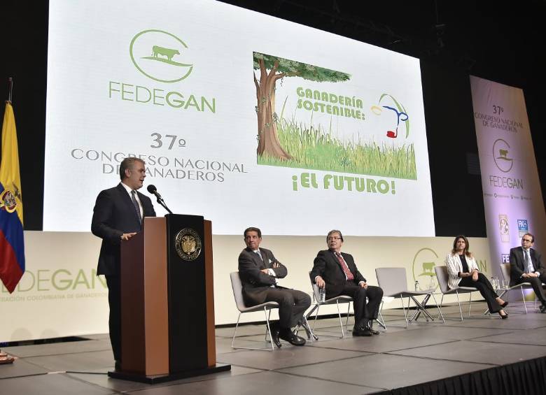 El presidente de la República, Iván Duque, durante el 37º Congreso Nacional de Ganaderos. FOTO COLPRENSA