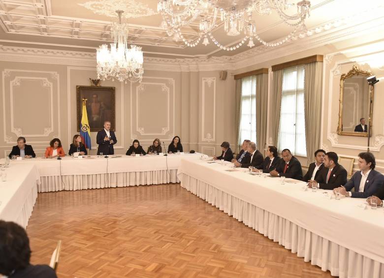 El presidente, Iván Duque, inició el Diálogo Social con los alcaldes electos del país, en una reunión en la Casa de Nariño. Foto Cortesía Presidencia