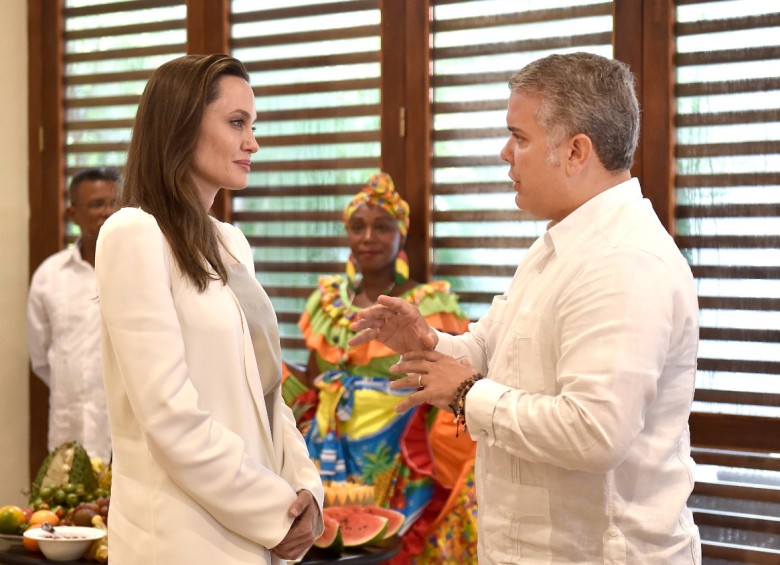 Reunión de Angelina Jolie y el presidente Iván Duque. FOTO COLPRENSA