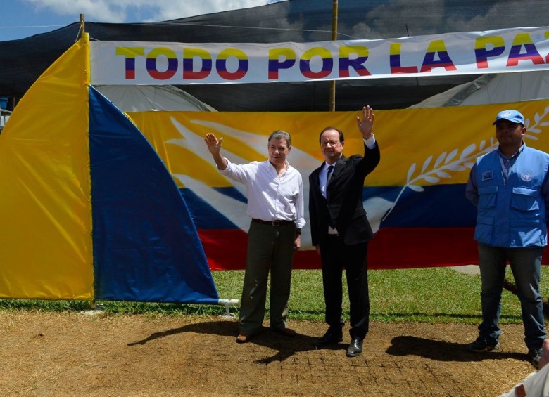 Hollande es el primer presidente extranjero en visitar una zona de concentración de las Farc. Foto Cortesía