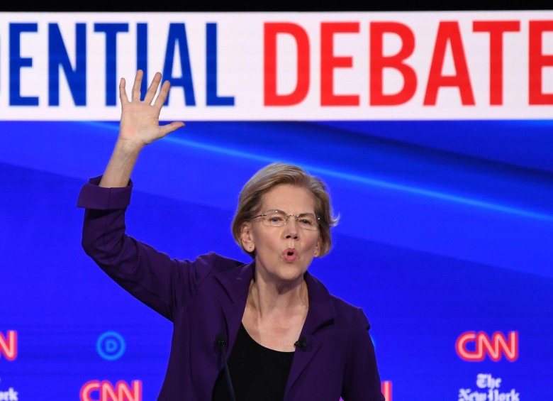 Elizabeth Warren en el debate demócrata. FOTO AFP