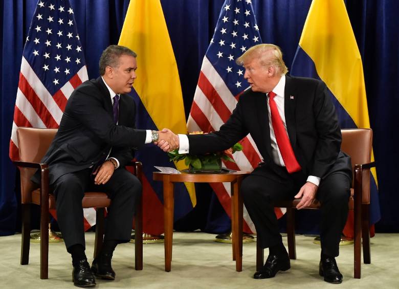 El presidente de Colombia Iván Duque en su reunión con el mandatario de Estados Unidos Donald Trump en septiembre de 2018. FOTO: COLPRENSA