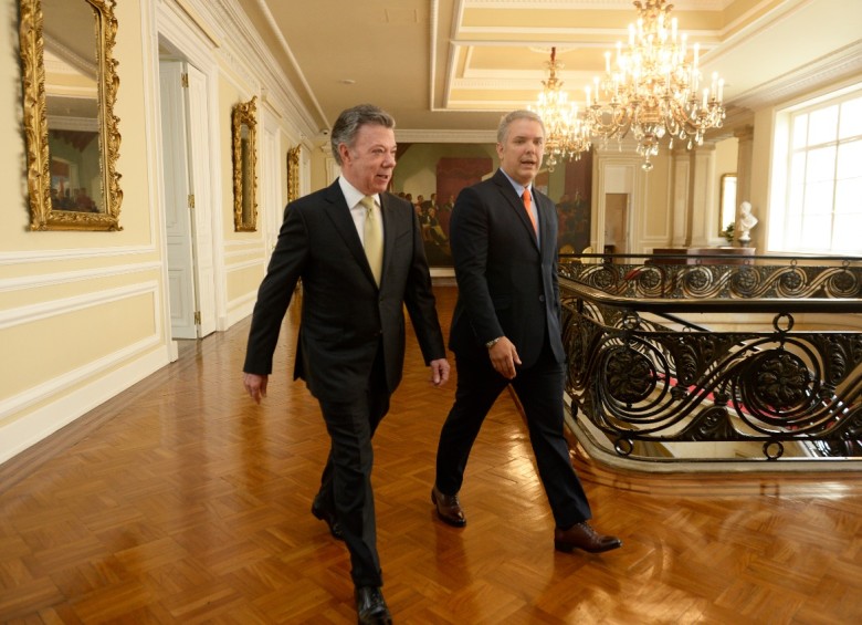 Juan Manuel Santos e Iván Duque podrían volver a reunirse para hablar de los diálogos de paz con el Eln. FOTO: Colprensa